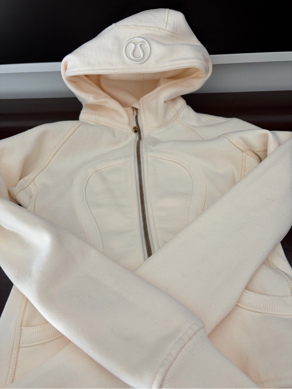 lululemon athletica Cream Full-Zip Hoodie with Hooded Logo